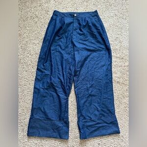 Love By Design Women's Trouser Pants Size 2X Blue Wide Leg Cropped